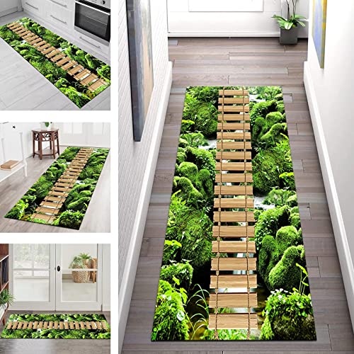 Teppich Läufer Lang Flur Küche 40X60CM Holzmaserung rutschfest Design Korridor Teppich Flurläufer, Grün Küchenläufer Waschbar Meterware Teppichläufer Wohnzimmer Schlafzimmer Esszimmer Teppichmatte Teppich Läufer Lang Flur Küche 40X60CM Holzmaserung rutschfest Design Korridor Teppich Flurläufer, Grün Küchenläufer Waschbar Meterware Teppichläufer Wohnzimmer Schlafzimmer Esszimmer Teppichmatte von SGLGSTORE