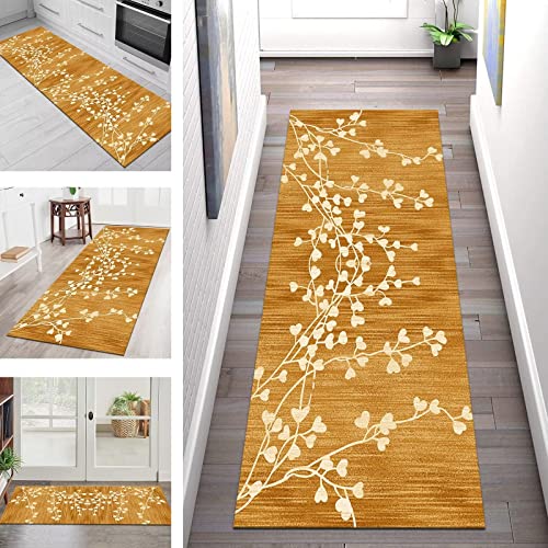 Teppich Läufer Lang Flur Küche rutschfest Teppichmatten Küchenläufer Modern waschbar Flurteppich 80X140CM Orange 3D Teppichläufer Küchenteppich Meterware Esszimmer Schlafzimmer Wohnzimmer Matten von SGLGSTORE