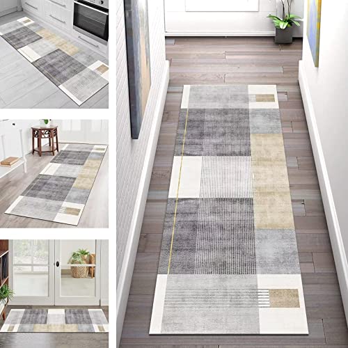 Teppich Läufer Lang Flur Küche rutschfest Waschbar Küchenläufer Modern Teppichmatten 80X500CM Grau Polyester Korridor Teppichläufer Flur Küche Wohnzimmer Schlafzimmer Schmutzfangmatte Küchenteppich von SGLGSTORE