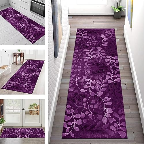 Teppich Läufer Lang Flur Küche rutschfest waschbar Korridor Tepiche Küchenläufer 40X150CM Rosa Blumen Teppichläufer Matte Meterware Kücheteppich für Schlafzimmer Wohnzimmer Flurmatten Breit 40-120cm von SGLGSTORE