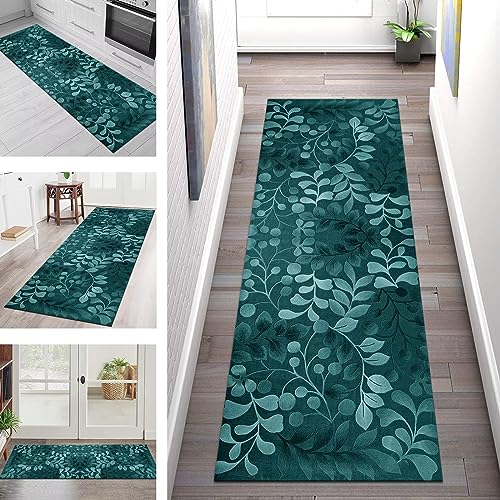 Teppich Läufer Lang Flur Küche rutschfest waschbar Korridor Tepiche Küchenläufer 40X60CM Türkis 3D Teppichläufer Matte Meterware Kücheteppich für Schlafzimmer Wohnzimmer Flurmatten Breit 40-120cm von SGLGSTORE