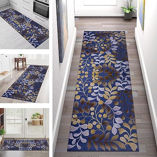 Teppich Läufer Lang Flur Küche rutschfest waschbar Korridor Tepiche Küchenläufer 50X200CM Blumen 3D Teppichläufer Matte Meterware Kücheteppich für Schlafzimmer Wohnzimmer Flurmatten Breit 40-120cm von SGLGSTORE