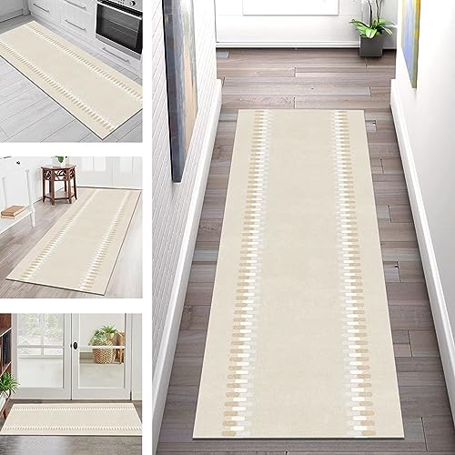 Teppich Läufer Lang Flur Küche rutschfest waschbar Küchenläufer Korridor Tepiche 80X150CM Beige-gelb Teppichläufer Teppichmatte Meterware Läufer Teppich für Schlafzimmer Wohnzimmer Breit 40-120cm von SGLGSTORE