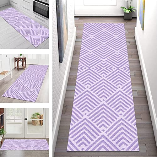 Teppich Läufer Lang Flur Küche rutschfest waschbar Teppichmatten 3D Küchenläufer 110X180CM Violett Teppichläufer Wohnraum Küchenteppich Meterware Esszimmer Schlafzimmer Wohnzimmer Schmutzfangmatte von SGLGSTORE