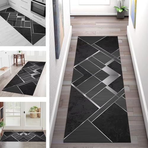 Teppich Läufer Lang Küche Flur Teppichläufer Rutschfest Waschbar Küchenläufer Teppichmatten Schwarz Grau Schmutzfangmatte 50X200CM Meterware Flurteppich Wohnzimmer Schlafzimmer Küchenteppich Teppich Läufer Lang Küche Flur Teppichläufer Rutschfest Waschbar Küchenläufer Teppichmatten Schwarz Grau Schmutzfangmatte 50X200CM Meterware Flurteppich Wohnzimmer Schlafzimmer Küchenteppich von SGLGSTORE