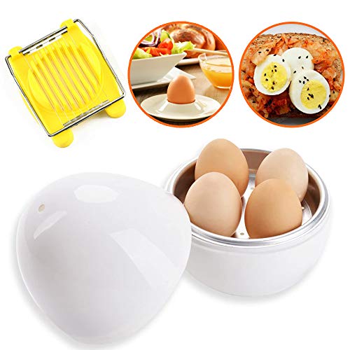 Aloskart Kreative Hühnerform Mikrowellen-Eierkocher 4 Eier Kapazität Geeignet für Frühstück Kochen,Gratis Eierschneider von Aloskart