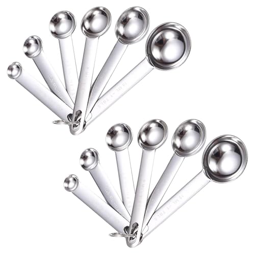 12 -Teiliges Edelstahl -Messlöffel Set, Mit Maßstabsgetreuem Metallmesslöffel, Küchenwerkzeuge, Gewürzmesswerkzeuge, Backzubehör. von SGSCFG