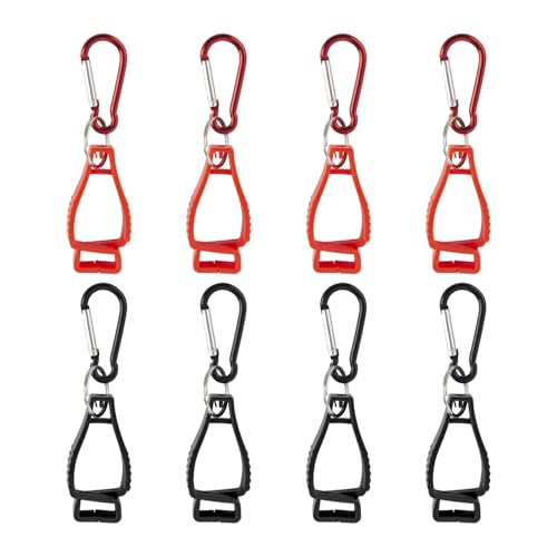 8-Teiliger Handschuhclip, Multifunktions-Anti-Fall-Clip, Plastiklagerclip, Tragbare Rucksackschnalle (Schwarz, Rot). von SGSCFG