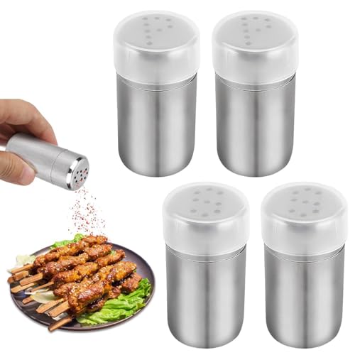 SGSCFG 4 Gewürzflaschen Mit Löchern, Handgepäck-Salz-Shaker, Pfefferflasche, Reisengewürzflasche, Mini-Salzglas, Gewürzflasche. von SGSCFG