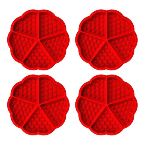 SGSCFG 4 Stück Rotes Waffeln Rund Form, Silikon -Backform, Waffelform Für Luftbraten, Waffelback, Waffelbackschale. von SGSCFG