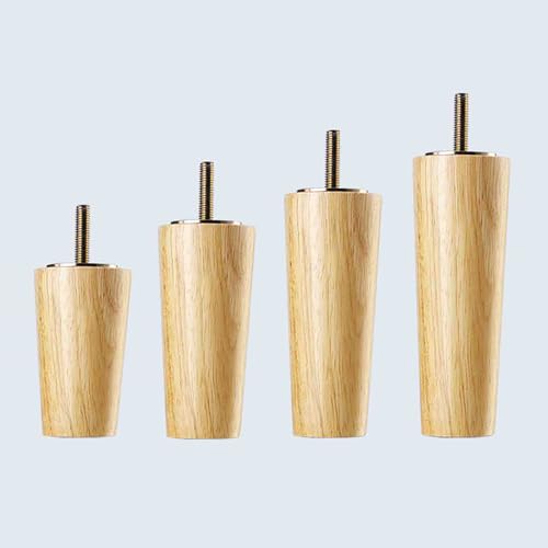 4 Stück Möbelfüße Holz Tischfüße Holz Sofafüsse Möbelfüße Eiche,Massivholz-Möbelbeine, für Tisch Sofa Bett Schrank Couch Sofabeine Ersatz für Couch (15cm,M6) von SGSKEIEY
