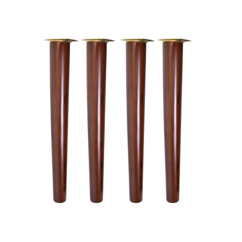 4X Holz Möbelfüße Schräg Konisch Möbelfüße Massivholz Ersatz Tischbeine, mit Montageplatte Gummipads für Sofa Bett Schrank Couch Stuhl (50CM,walnut-vertical) von SGSKEIEY