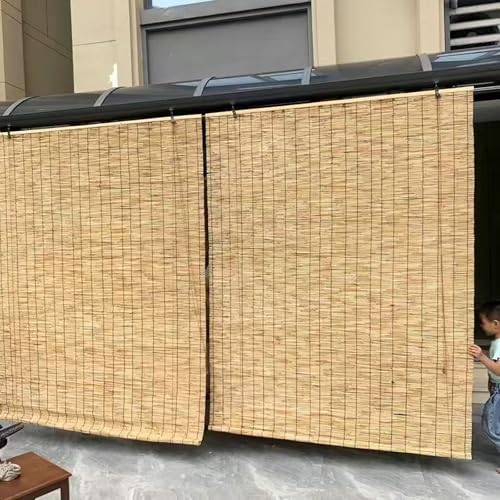 Bambus Rollo Jalousine Bambusrollo Outdoor Wetterfest Breit Fenster Sonnenschutz Rollo Jalousie Vorhang Innen, Außen, Retro Raffrollos von SGSKEIEY