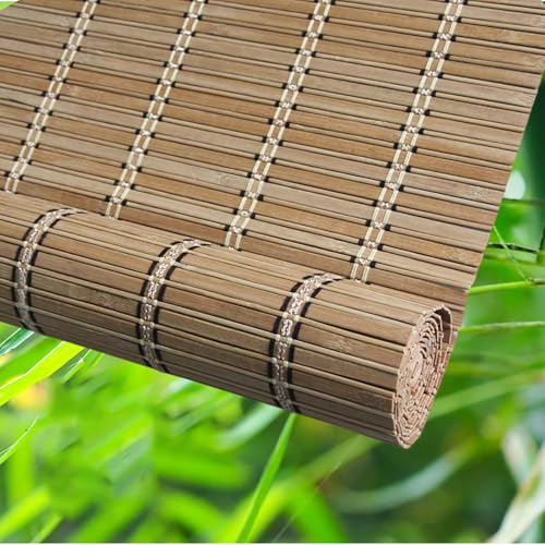 Natürliche Bambus-Rollo Sonnenschutz Bambusrollo Garten-Sonnenschutz Jalousien,Rollos aus natürlichem für Hofgarten, Balkon, Terrasse Fenster und Türen,Braun von SGSKEIEY