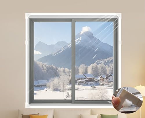 SGSKEIEY DIY-verstellbares magnetisches Thermo Cover Fenster-Isolierfolie Transparente Isolierfolie zur Wärmedämmung an Fenstern Sichtschutzfolie,für Balkon (130x160cm) von SGSKEIEY