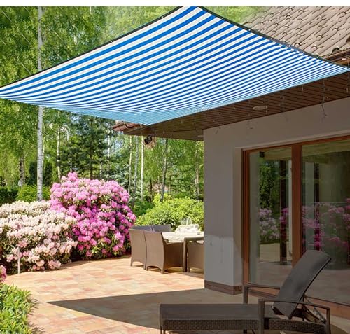 Schattennetz Garten,Schattennetz mit ösen,Blau-weiß gestreiftes Sonnensegel for Terrassenpflanzen, Gewächshaus, Hühnerstall, Veranda (4x10m) von SGSKEIEY
