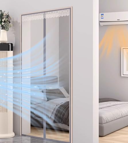 Wärmeschutzvorhang Türe, Transparent Magnet Isolier Schutz Vorhang mit Schließautomatik, Wasserdicht, Winddicht, Kälteschutz EVA Transparenter Thermo Türvorhang Wintern (80X200CM) von SGSKEIEY