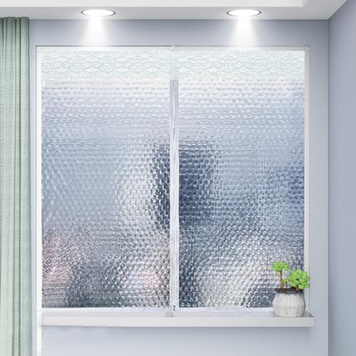 Winter Fenster Isolationsset Kaltschutz,Winddicht Schalldicht Fenster-Isolierfolie Fensterabdeckungen,um Kälte Draußen zu Halten Indoor Fenstertür Isolator-Kit (140x160cm/55x63in) von SGSKEIEY