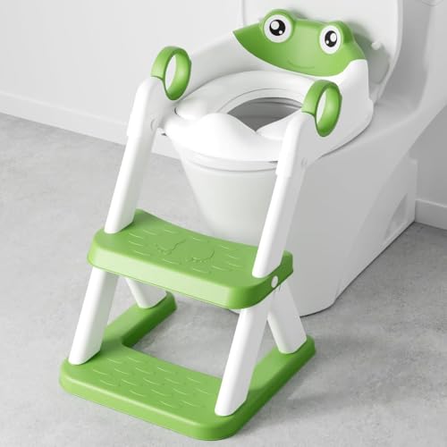Frosch Toilettensitz, Töpfchentraining Toilettensitz für Kleinkinder, Upgrade Töpfchentraining Toilettensitz 2-in-1 Toilettensitz, Wasserdichte Weiche Matte, Rutschfeste Trittleiter von SGSspecial