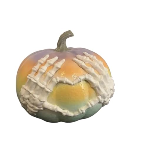 halloween decorations, Dopamin Halloween Rosa Schädel Hand Kürbis Carving Statue Gothic Stil Dekorative Harz Handwerk Desktop Zubehör Decor Dapam von SGYEPOCFQ