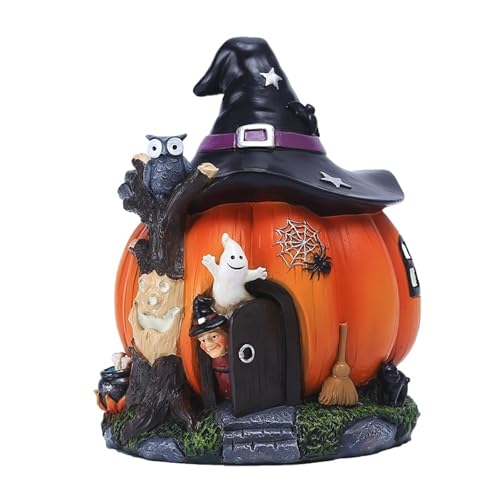 halloween decorations, Halloween Kürbis Statue Dekoration Nacht Licht Up Mit Hexe Haus Dorf Set Wohnzimmer Veranda Party Scary Dekorationen von SGYEPOCFQ
