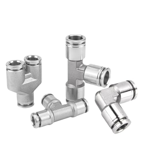 stainless steel connector, PU PY PE PV 304 Edelstahl Luftschlauch Fitting Pneumatische Anschluss Schnellkupplung 4 6 8 10 12mm Luftröhre Metall,for connectors(PE-8) von SGYEPOCFQ