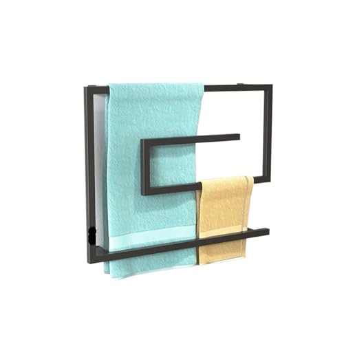 towel warmer, Badezimmerzubehör Smart Touch Elektrischer Handtuchhalter Thermostatischer elektrischer Handtuchwärmer Schwarzer Handtuchwärmer aus Edelstahl,for Bathroom, Built-in Timer(B-TOUCH-E_US_2 von SGYEPOCFQ
