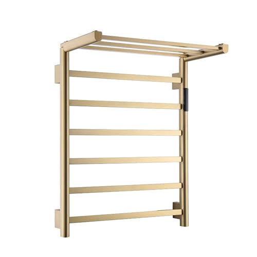 towel warmer, Elektrischer Handtuchhalter for Badezimmer in gebürstetem Gold, faltbarer Handtuchwärmer aus Edelstahl, WLAN, Smart-Touch-Steuerung, beheizter Handtuchhalter,for Bathroom, Built-in Time von SGYEPOCFQ