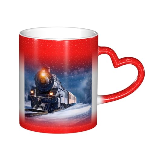 SGZLZBWK Kaffeetasse mit Farbwechsel, Motiv: Winter, Weihnachten, Schnee, Nacht, Eisenbahn, Zug, magisch, hitzeempfindlich, Keramikbecher SGZLZBWK Kaffeetasse mit Farbwechsel, Motiv: Winter, Weihnachten, Schnee, Nacht, Eisenbahn, Zug, magisch, hitzeempfindlich, Keramikbecher von SGZLZBWK