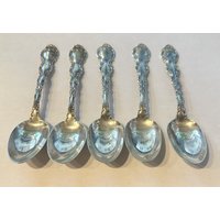 Fünf Sterlingsilber Teelöffel Gorham Straßburg. Ohne Monogramm von SGalleryLtd