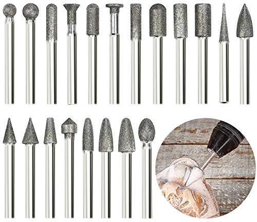 20 Stück Drehwerkzeug-Bits Diamant-Frässtifte Set für Metall Holz Holzbearbeitung Gravur Bohren Schleifkopf für Dremel Rotationswerkzeuge Wolframkarbidstahl massiver Spiralbohrer von SGerste