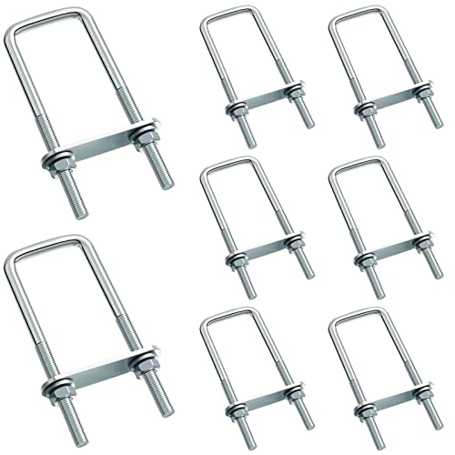 8 Satz Vierkant U Schrauben Kohlenstoffstahl mit Muttern Rahmenplatte Runde Unterlegscheiben für Segelbootanhänger Rohr Industriebedarf (40x120mm) von SGerste