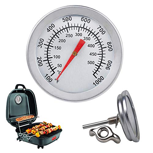 BBQ Thermometer Messgerät Edelstahl Räuchertemperatur Messgerät Grill Smoker Pit Thermostat mit Analog Zifferblatt Skala Anthrazit Holz Smoker Temp Gauge von SGerste