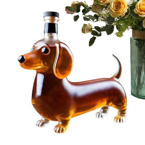 Leere Whiskey-Flasche in Dackel-Form, Dackel-Form, Alkoholflasche für Likör, geformter Glasbecher, Tierstatue, Regal, Weindekanter, Weinbehälter, Ornament von SGerste