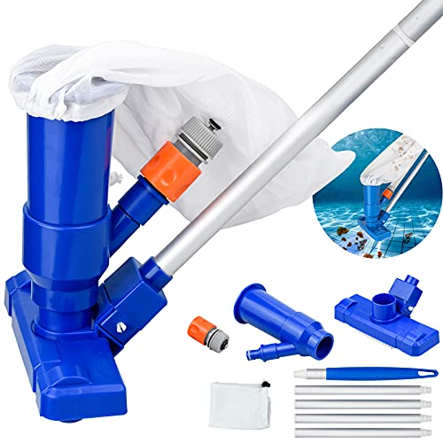 Poolstaubsauger, Pool Bodensauger Set mit Teleskopstange Aluminiumstange Saugbürste Gartenschlauchanschluss, Netzbeutel Staubsauger Venturi Bodensauger Reinigungsbürste von SGerste