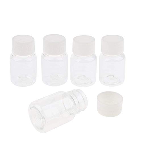 SGerste Leere Kunststofffläschchen, Probenbehälter, mit Schraubverschluss, 15–100 ml, transparent, 40 ml, 5 Stück von SGerste