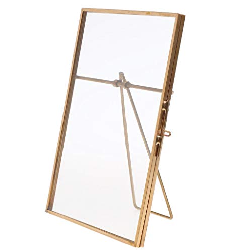 SGerste Vintage Stil Messing und Glas Metall schwebender Schreibtisch Fotorahmen für Bilder Kunst Handwerk Freistehender Bilderrahmen - Gold 10x15cm (15x20cm) von SGerste