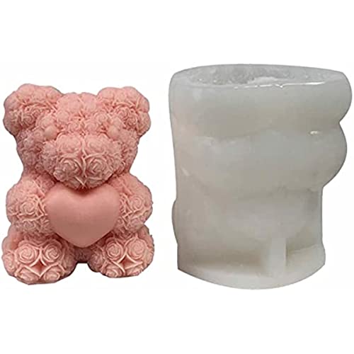 Stiefmütterchen Rosenbär Form Silikonform - 3D Teddybär Kerzenformen | Tier Schokolade Süßigkeiten Form Tier Silikonform | DIY Handgemacht, Aromatherapie, Kerzen, Seife, Herstellung von SGerste