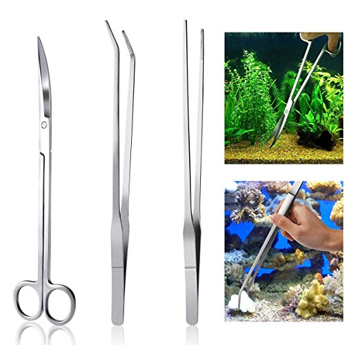 sgerste Aquarium-Set Werkzeug Zubehör Edelstahl Aquarium Tank Wasserpflanze Pinzette Schere Tools Set Fisch Starter Kits von SGerste