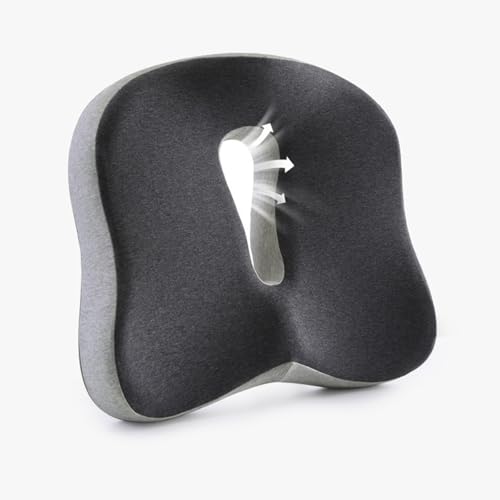 Memory Foam Sitzkissen für Bürostuhl, Ergonomische Sciatica Schmerzlinderung Kissen, rutschfeste Hohlzentrum Design Komfort Kissen Pad mit Cationic abnehmbare Abdeckung für Lange Sitzen, Fahren, Büro von SH-RuiDu