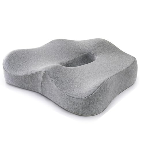 Memory Foam Sitzkissen für Bürostuhl, Ergonomisches Ischias-Schmerzlinderungskissen, rutschfestes hohles Mitteldesign Komfortkissen mit kationischem abnehmbarem Bezug für langes Sitzen, Fahren, Büro von SH-RuiDu