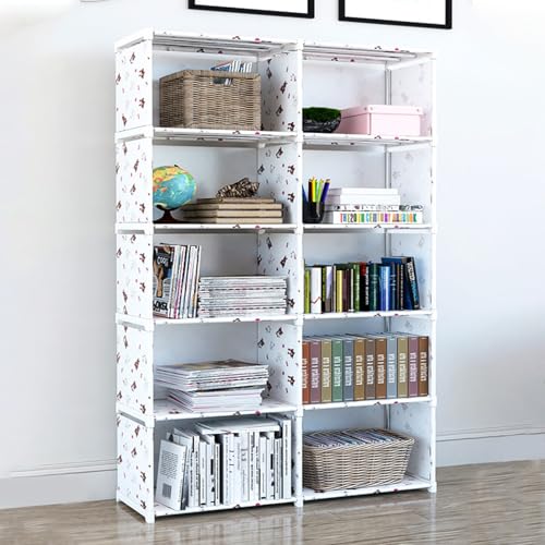 SH-RuiDu 10-Würfel Aufbewahrungsregale, Doppelreihe 10-Grid Buchregal DIY Metall & Vliesstoff Tuch Bücherregal Aufbewahrungsregal für Wohnzimmer, Studienzimmer, Schlafzimmer SH-RuiDu 10-Würfel Aufbewahrungsregale, Doppelreihe 10-Grid Buchregal DIY Metall & Vliesstoff Tuch Bücherregal Aufbewahrungsregal für Wohnzimmer, Studienzimmer, Schlafzimmer von SH-RuiDu