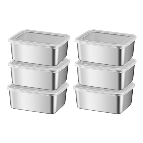 SH-RuiDu 6 Stück Edelstahl Lebensmittelbehälter mit Deckeln, 650ml/21oz Leckdichte Kühlschrank Stahl Lebensmittellagerboxen Silikon Luftdichte Deckel Dichtungsboxen für Fleisch, Obst, Büro, Camping SH-RuiDu 6 Stück Edelstahl Lebensmittelbehälter mit Deckeln, 650ml/21oz Leckdichte Kühlschrank Stahl Lebensmittellagerboxen Silikon Luftdichte Deckel Dichtungsboxen für Fleisch, Obst, Büro, Camping von SH-RuiDu