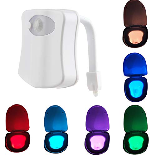 SH-RuiDu LED Toilettenlicht, 8 Farben WC Nachtlicht Motion Sensor Toilettenlicht Badezimmer Waschraum Toilettenbeleuchtung batteriebetrieben von SH-RuiDu