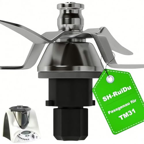 SH-RuiDu Messer für Vorwerk Thermomix TM31, Edelstahl-Teigmischmesser mit 4 Klingen & Dichtring, Hochwertiges Mixmesser Ersatz Zubehör passend für Vorwerk Thermomix TM31 Küchenmaschine von SH-RuiDu