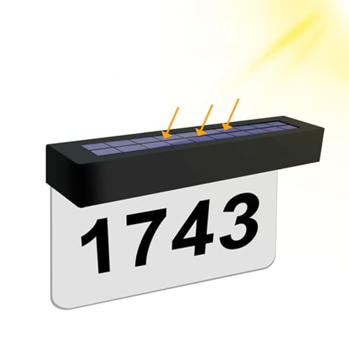 SH-RuiDu Solar-Hausnummernschild, solarbetriebene Hausnummern für den Außenbereich, IP65, wasserdicht, Adressschild für Gartentor, Zaun, Wand, Hof, Straße, Park von SH-RuiDu