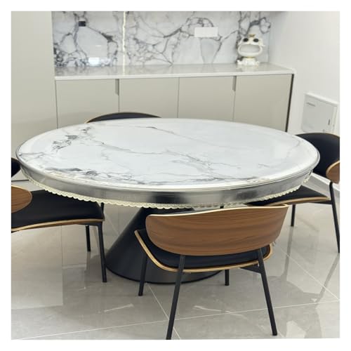 SHAARI Klare PVC Desktop Schutzabdeckung, Spitze Runde Tischdecke, wasserdichte äSthetik Anwendbar Auf KüChentisch (1.5mm,Diameter 50cm) von SHAARI
