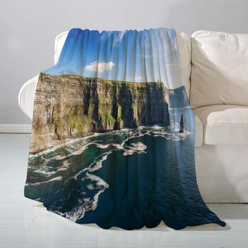 SHAARI Kuscheldecke flauschigsuper weich Flanell Wohndecke,Aerial Irland Landschaft Touristenattraktion Geotourismus Grafschaft NaturparTagesdecke, Sofadecke & Überwurf Decke Sofa & Couch100x130cm von SHAARI