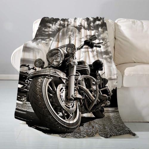 SHAARI Kuscheldecke flauschigsuper weich Flanell Wohndecke,Buntes Harley Freedom Motorrad unter Himmel Vintage-Effekt hinzugefügt für CrTagesdecke, Sofadecke & Überwurf Decke Sofa & Couch130x150cm von SHAARI