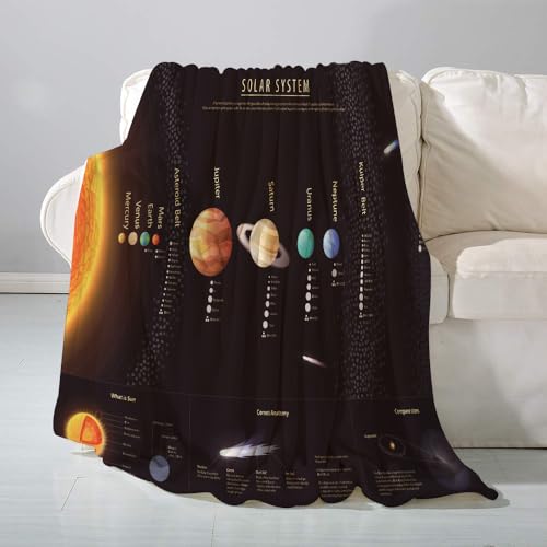 SHAARI Kuscheldecke flauschigsuper weich Flanell Wohndecke,Detailliertes Sonnensystem mit wissenschaftlichen Informationen Jupiter-SaturTagesdecke, Sofadecke & Überwurf Decke Sofa & Couch150x200cm von SHAARI